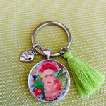 Handmade Frida Kahlo silver-tone keychain