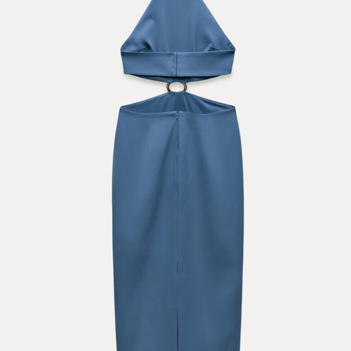 Zara midi dress new, blue, size M with cutouts and open back