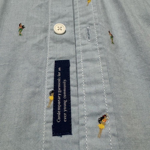 Pull & Bear Oxford Shirt Large with embroidered Hula Dancers, like new