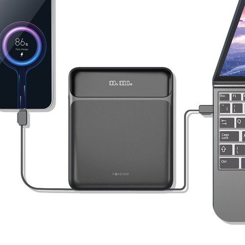 Forever TB-200 Powerbank 100W 20000mAh Συμβατό με laptop Καινούργιο Μαύρο