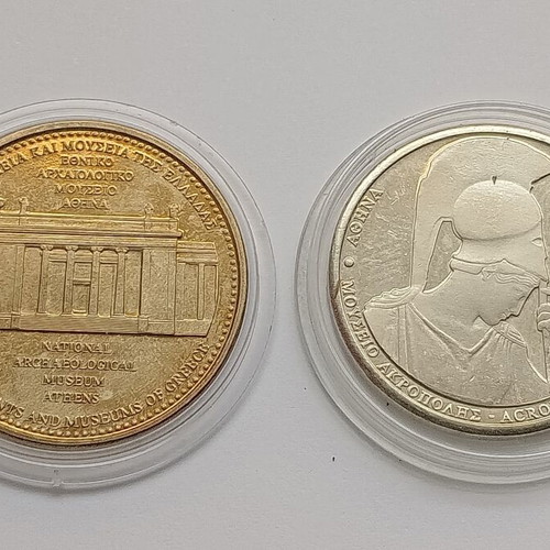 Commemorative Greek medals used, set of 2
