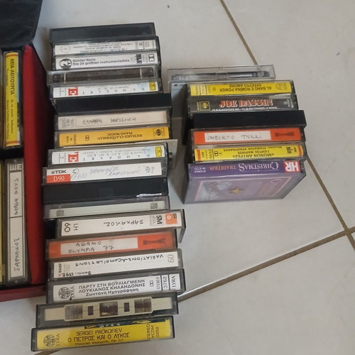 Carrying case with 55 cassette tapes