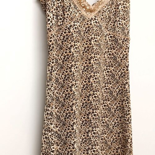 Liu Jo Summer Mini Dress S Leopard Print with Deep V Neck