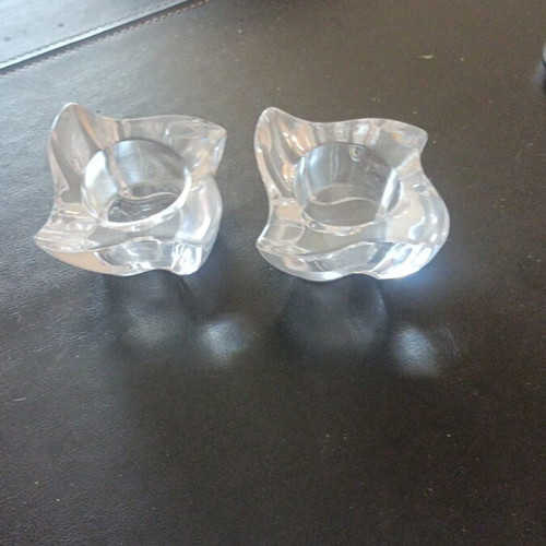 Villeroy & Boch NewWave crystal tealight holders set of 2, used