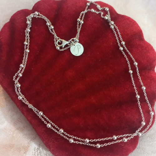 Silver necklace 925 with beads La Vie Est Belle like new, 68cm