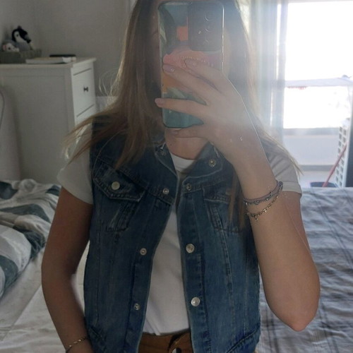 Pull & Bear sleeveless jean jacket like new, blue