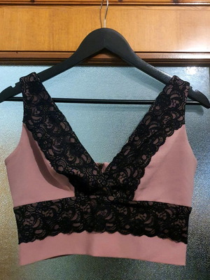 Zara top new pink with black lace, size M