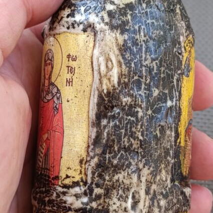 Holy Water Glass Bottle with Religious Icon Images