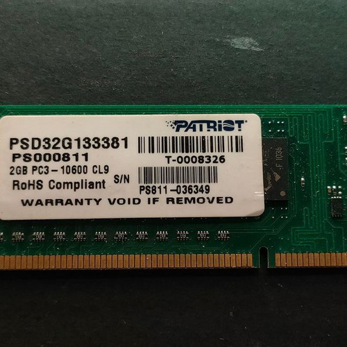 Patriot 2GB DDR3 RAM 1333MHz PC3-10600 CL9 like new