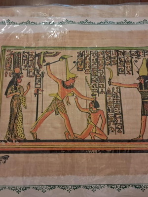 Egyptian papyri like new, set of 4 with certificate, 35x50 cm