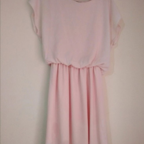 Paranoia women's knee-length dress crepe chiffon luxury fabric size M like new pink rose