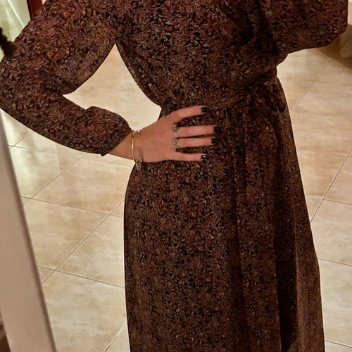 Floral maxi dress like new with transparency and knee-length lining Owtwo