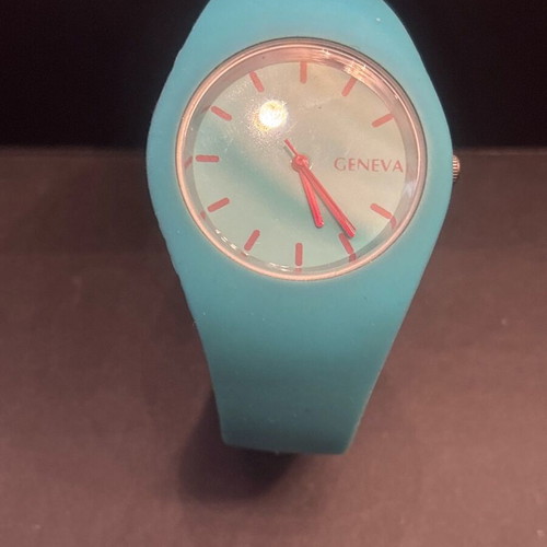 Geneva wristwatch new with turquoise silicone strap