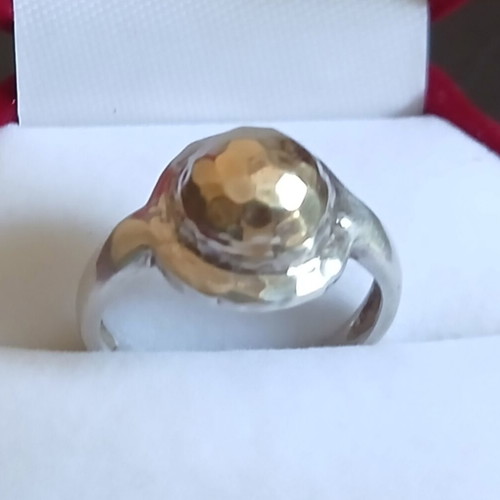 925 Silver Gold Hammered Ring like new