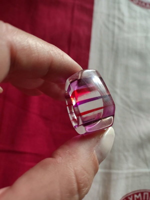 Faux rings used, set of 2, red and silver