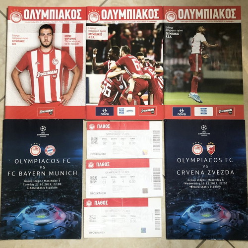 Olympiacos match programmes and tickets used, Champions League pack