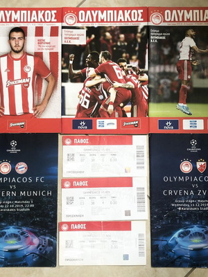 Olympiacos match programmes and tickets used, Champions League pack