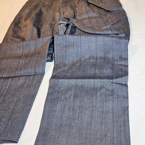 Men's grey suit pants with double pleats, size M