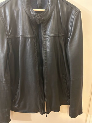 Massimo Dutti leather men's jacket used, black, size M