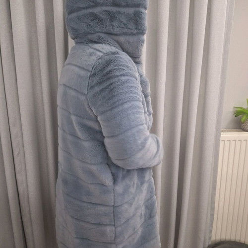 Grey fur coat like new, one size, very soft