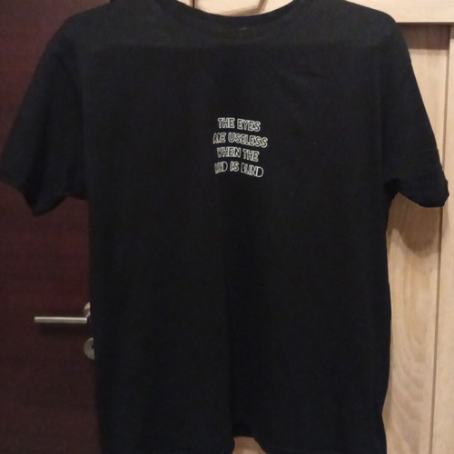 Pink Woman Black T-shirt Size L Like New with Front Print