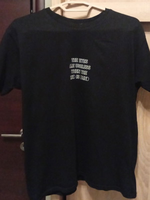 Pink Woman Black T-shirt Size L Like New with Front Print