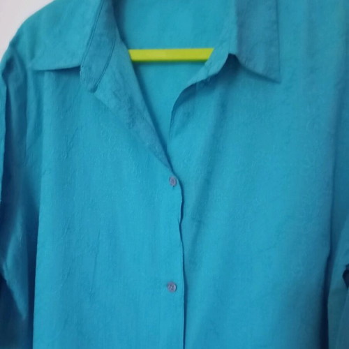 Shirt blouse XXL like new, cotton with embroidery blue turquoise