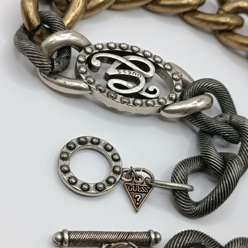 Guess statement necklace with chunky two-tone chain