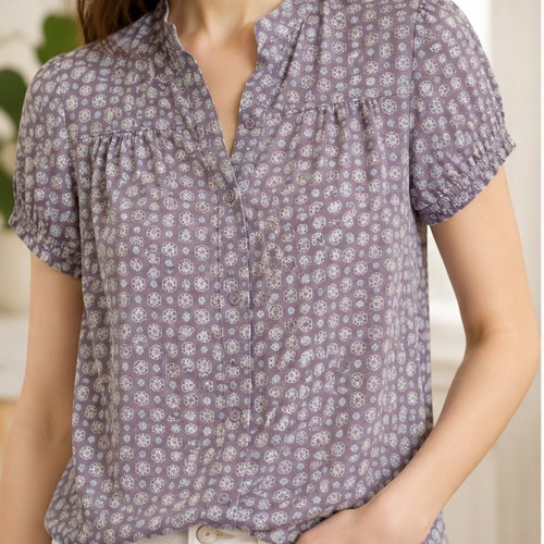 Women's short-sleeve shirt like new, beige-ochre, breathable design