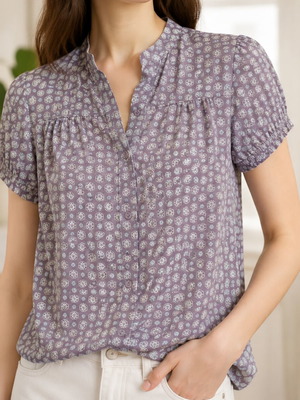 Women's short-sleeve shirt like new, beige-ochre, breathable design