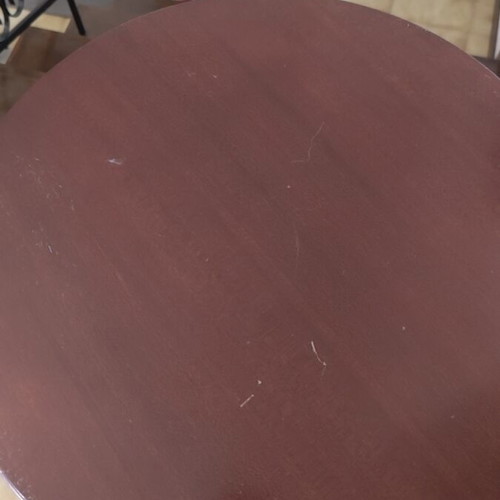 Round wooden table used, height 71 cm, width 47.5 cm, with vase gift