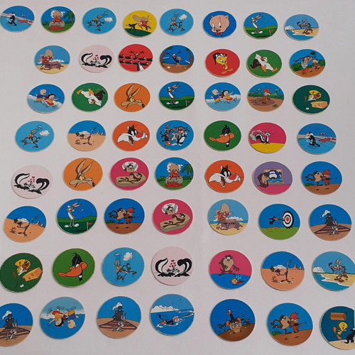 Vintage caps used, collection of 80 pieces with Tasty Tops and Pokemon Tazos