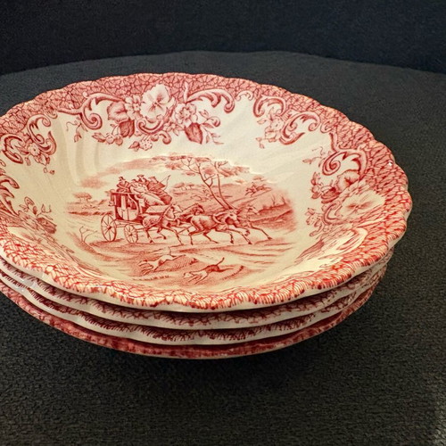 Johnson Bros Coaching Scenes set of 4 ironstone bowls used