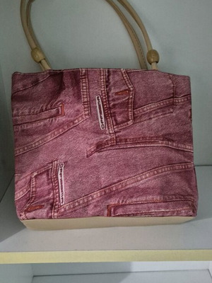 Offissima Modissimo pink handbag like new with beige leather details