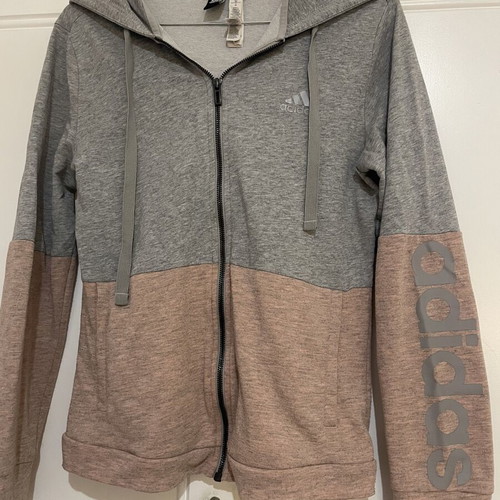 Adidas two-tone sports jacket, grey and pink, size S