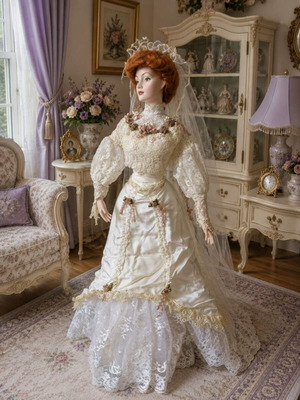 Franklin Heirloom Dolls Gibson Girl Anniversary Bride porcelain doll used