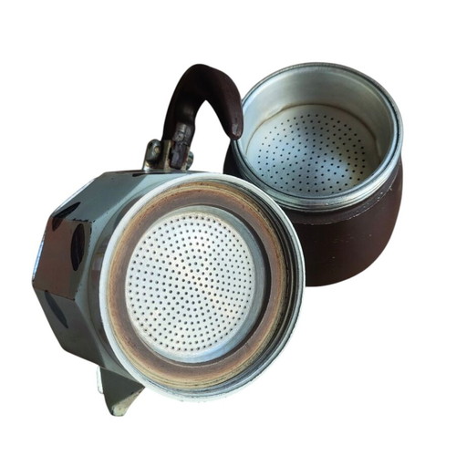 Espresso pot used with decorative coffee beans