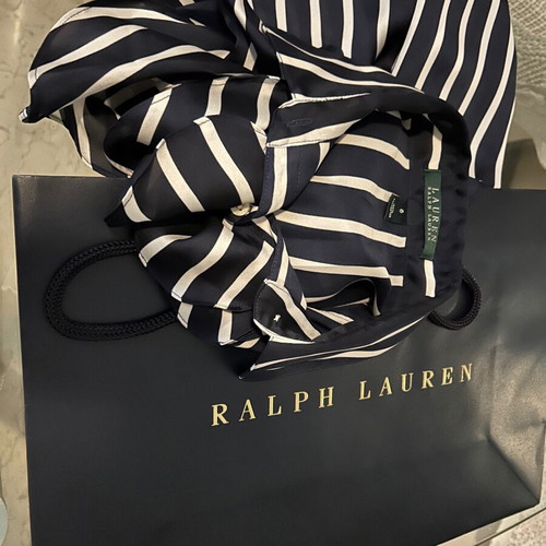 Ralph Lauren XS women's striped shirt blue and white, like new, 100% polyester