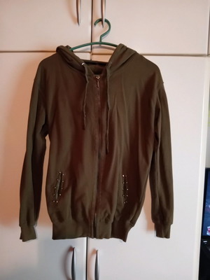 Sugar-free cardigan used khaki with back opening