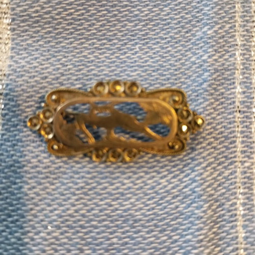 Silver-gold brooch used with Rodian technique and 9k deer motif