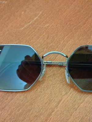 Ray-Ban RB 3556-N Hexagonal γυαλιά ηλίου σαν καινούργια, ασημένιο σκελετό, σκούρα γκρι φακούς