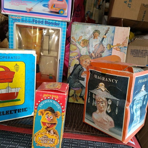 Old toys new from store warehouse, vintage collection