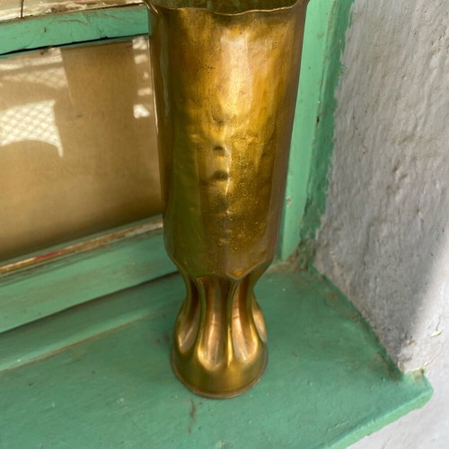 Brass collectible shell vase used, 1940s