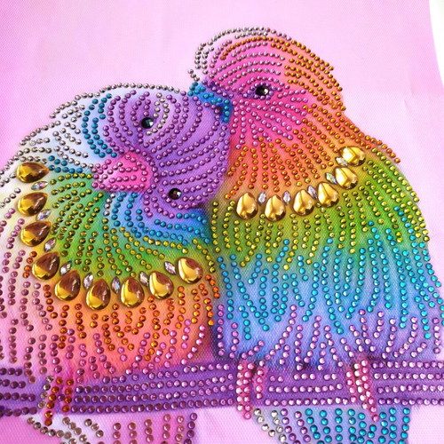 Diamond painting canvas of parrot couple new 30x40 without frame
