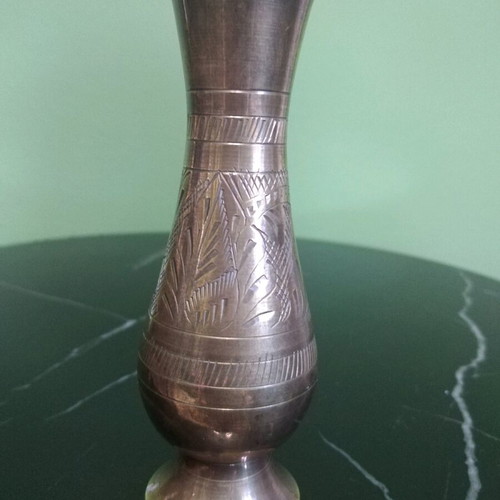 Vintage brass vase used, handmade from India