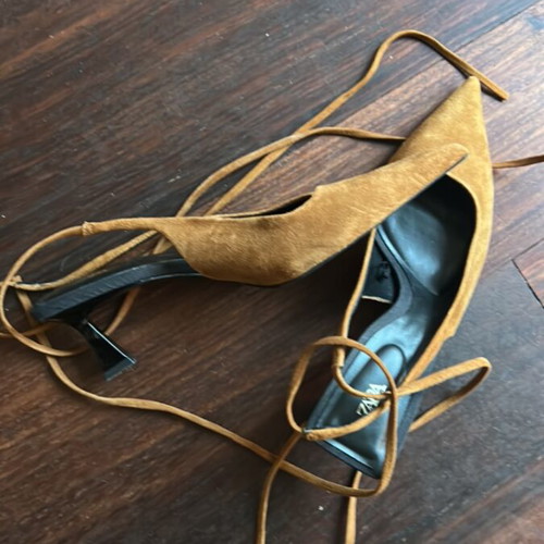 Zara suede pointed toe pumps size 37 new, medium heel, brown