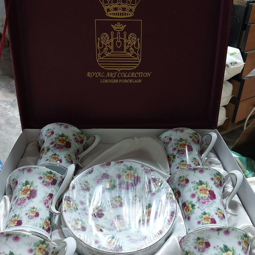 Limoges porcelain cup set new, floral