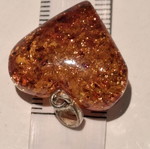 Amber heart pendant new, brown