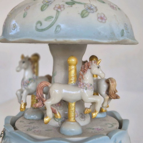 Vintage music carousel with unicorns like new