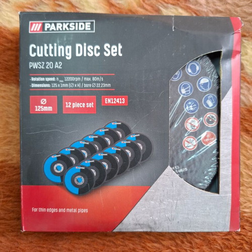 Cutting disc set new, 12 pieces, 125x1 mm for angle grinders